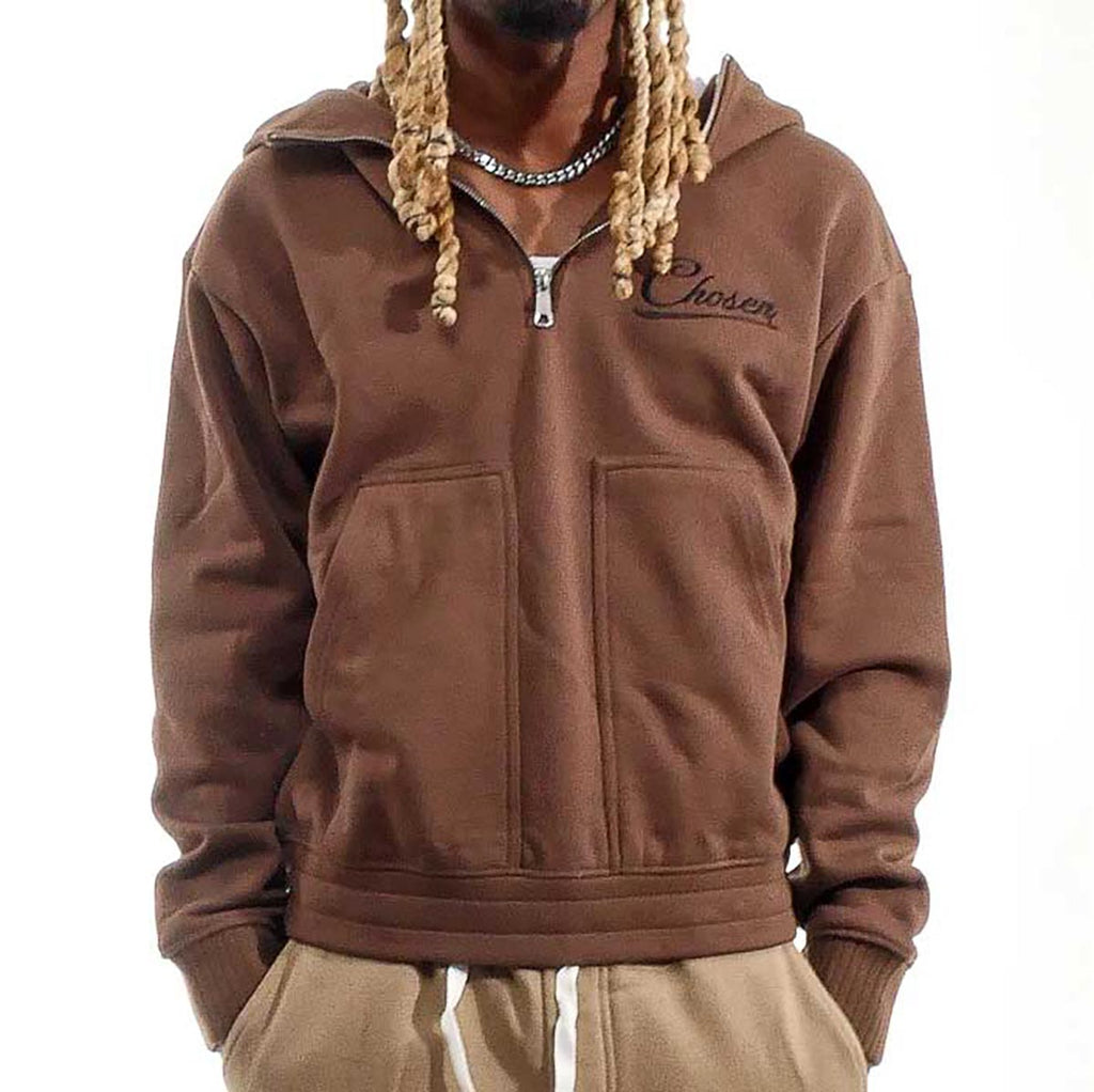 Washed quarter zip frame hoodie