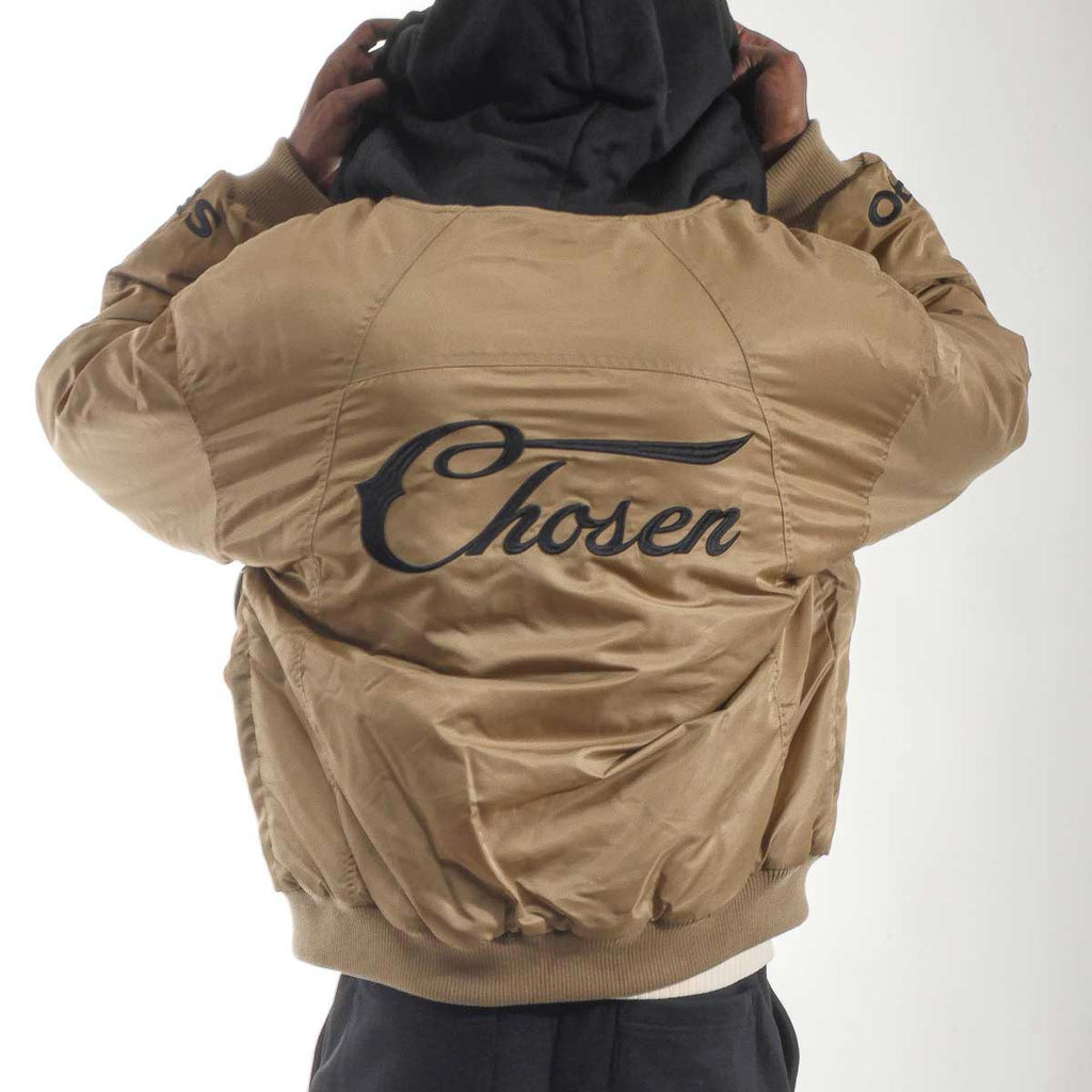 Relaxed hooded bomber jacket