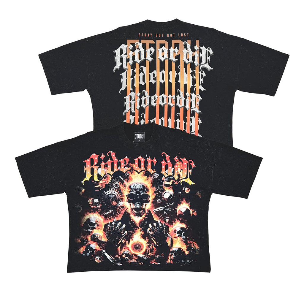 Stray ride or die wide & crop fit tee