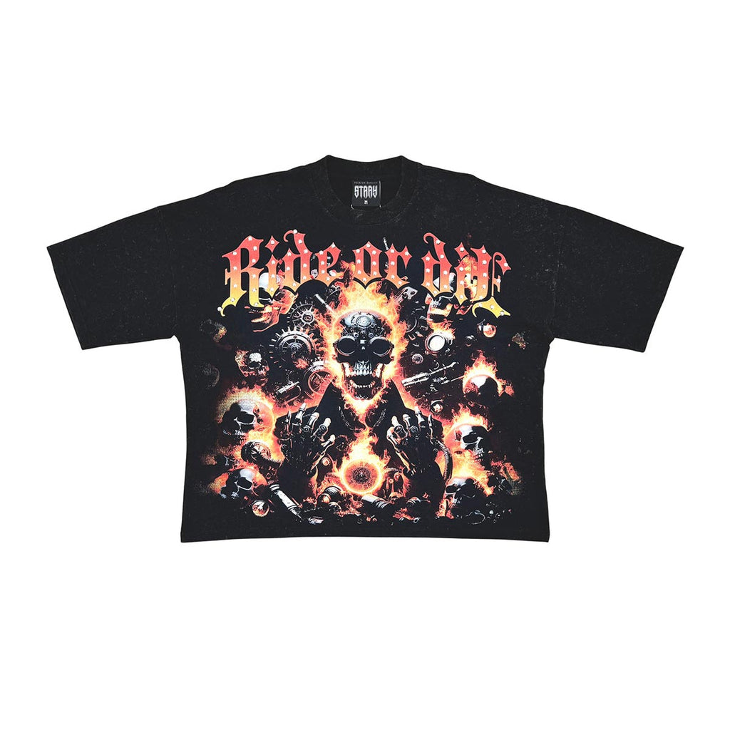 Stray ride or die wide & crop fit tee