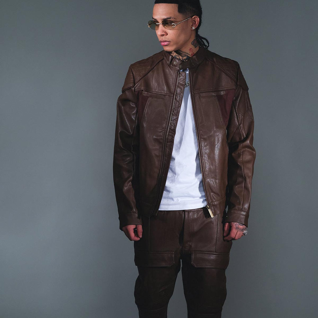 Suede mix racing jacket