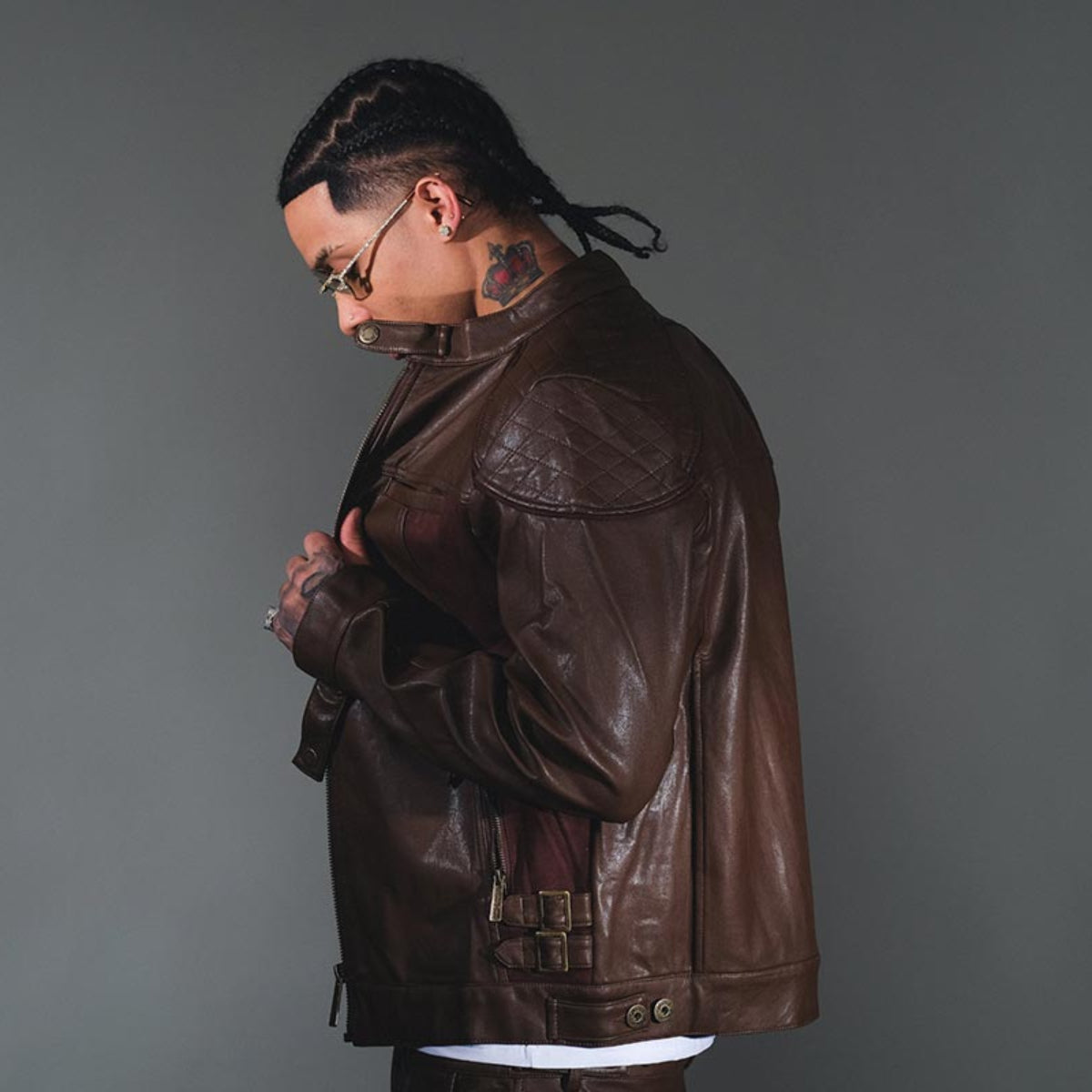 Suede mix racing jacket