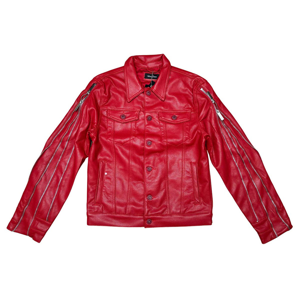 Heavyweight vegan leather jacket w/ multi zippers