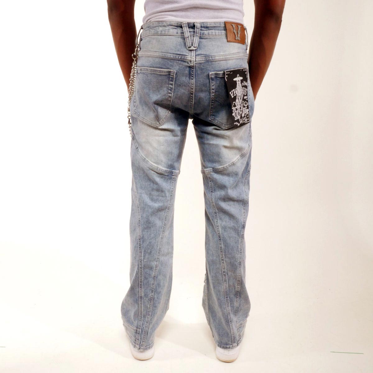 Embellished studded premium rhinestone denim pant