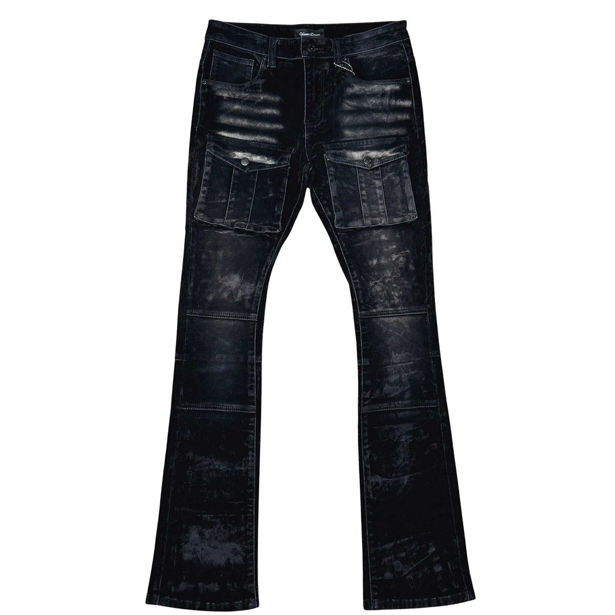 Velvet coated denim flared fit