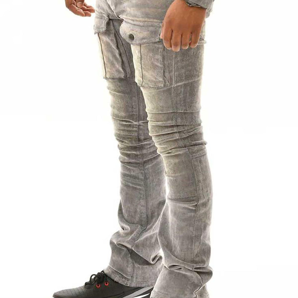 Velvet coated denim flared fit