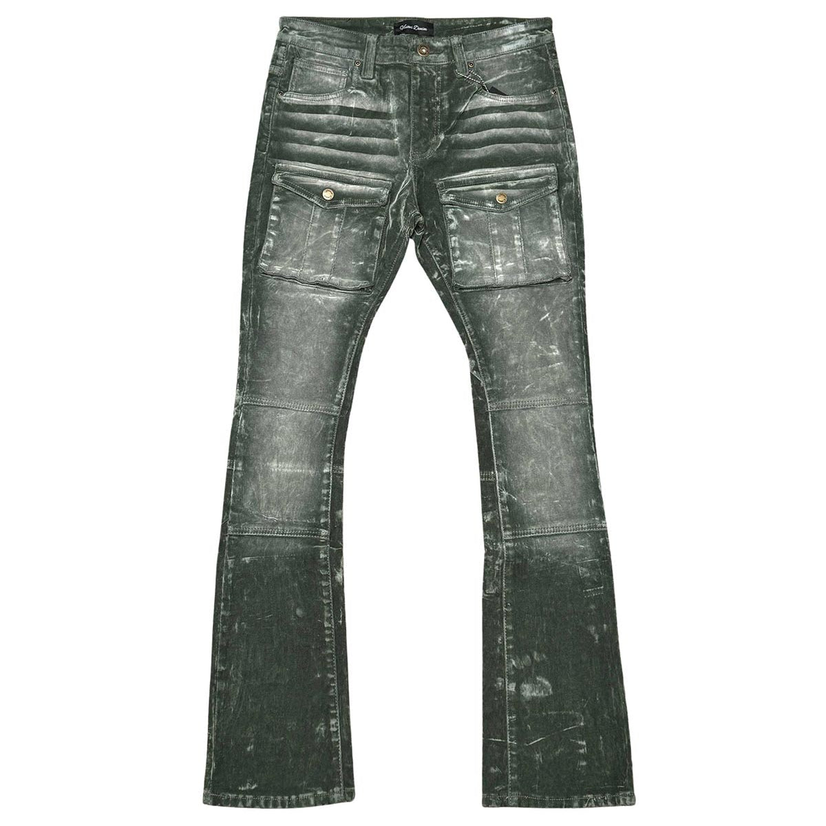 Velvet coated denim flared fit