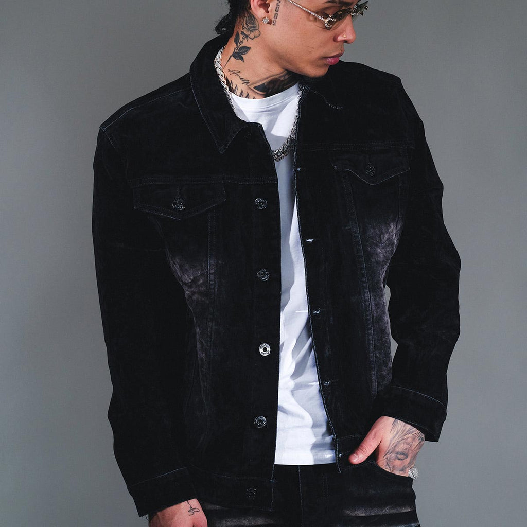 Velvet coated denim jacket