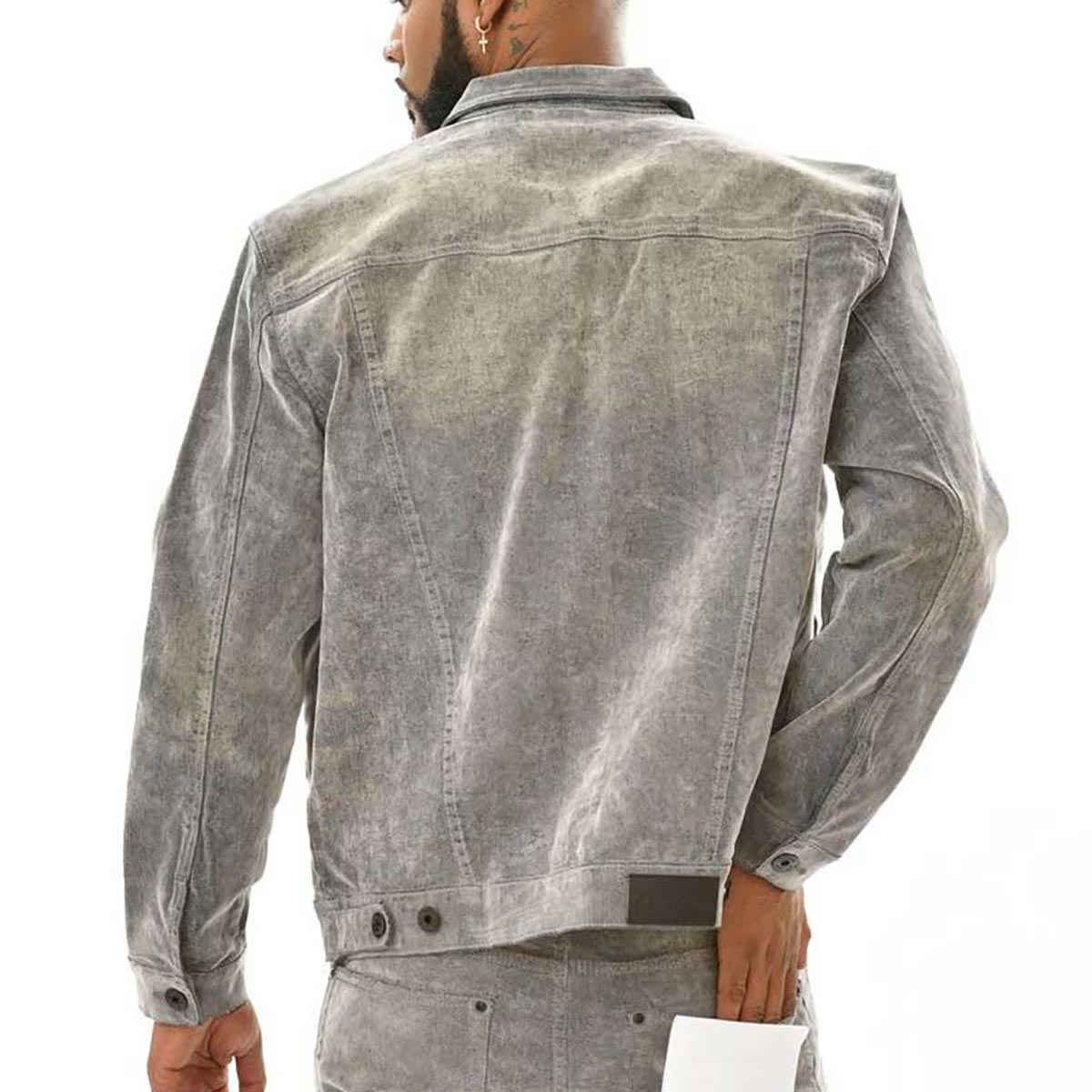 Velvet coated denim jacket