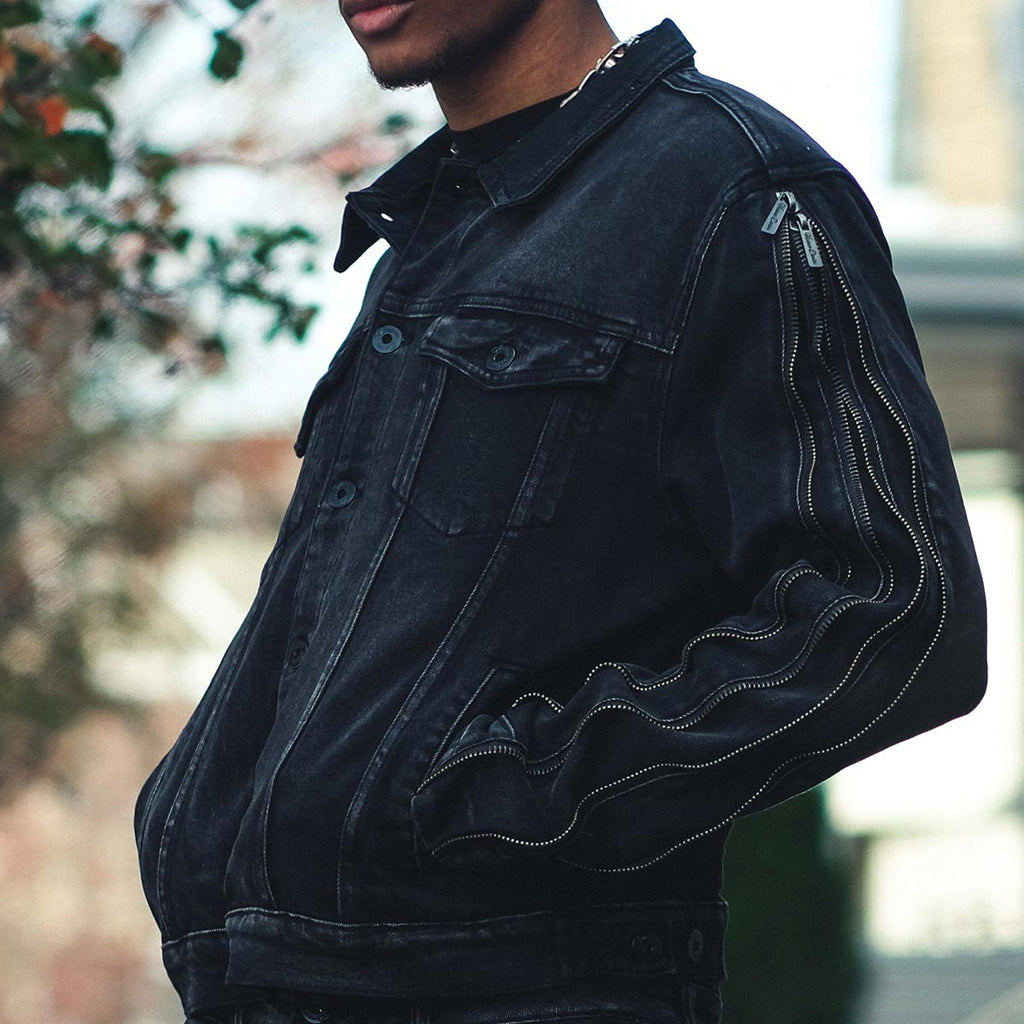 Denim jacket / multi zippers