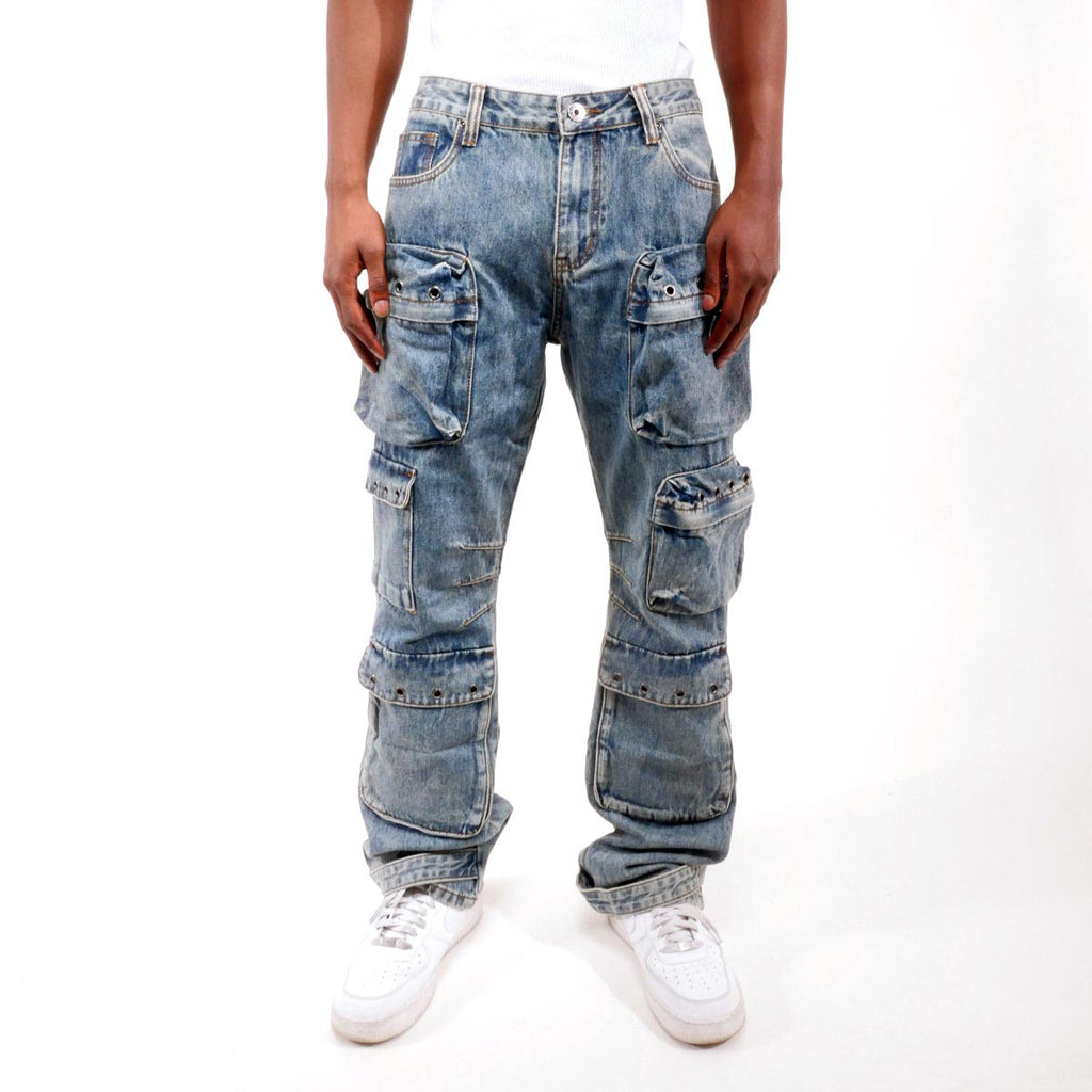 Multi cargo baggy fit denim pant