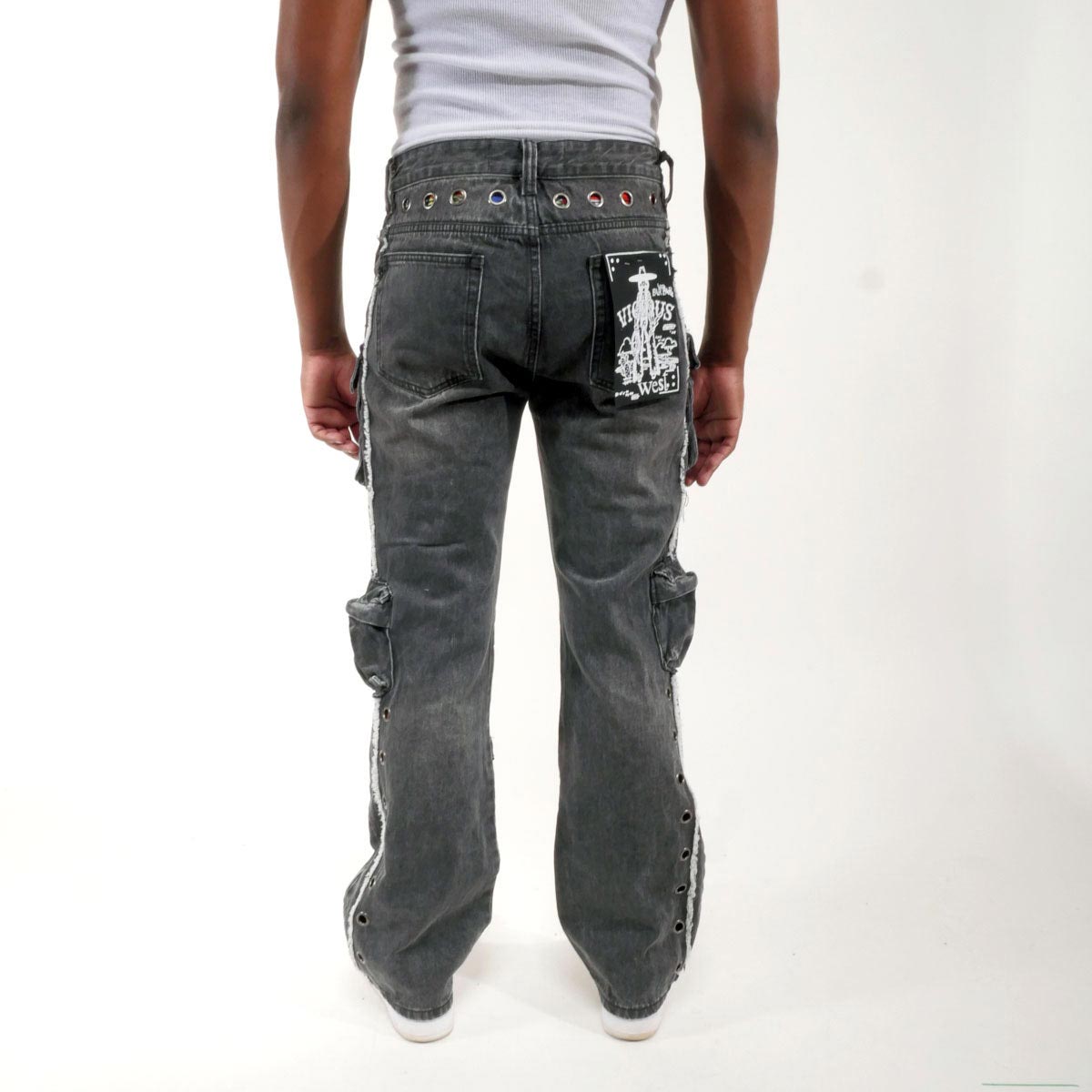 Multi cargo rip & repair western fit denim pant