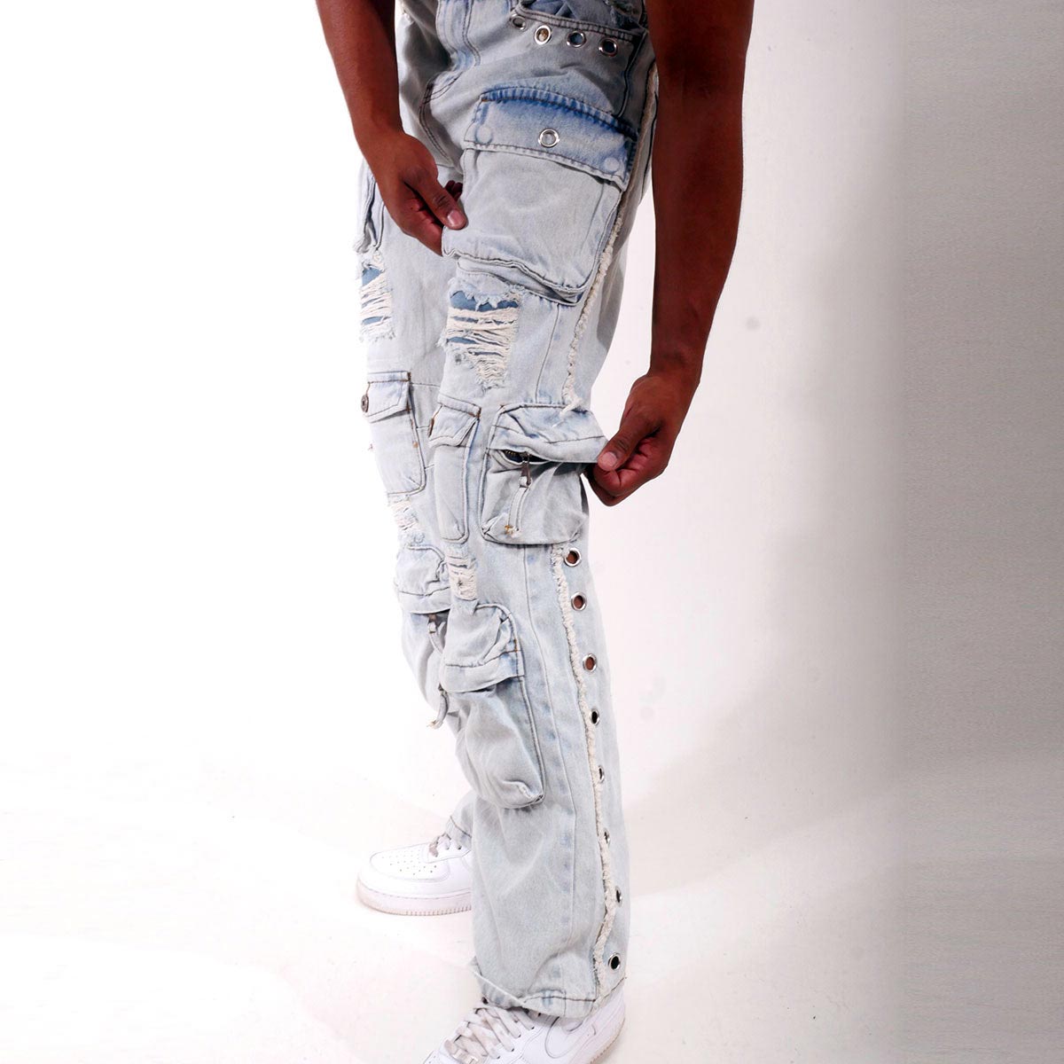 Multi cargo rip & repair western fit denim pant