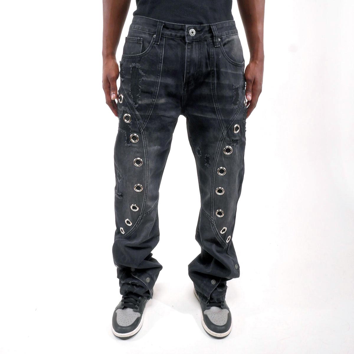 Vortex Stacked Grommet Denim Pant – Stacked Denim Pants & Grommet Jeans Men