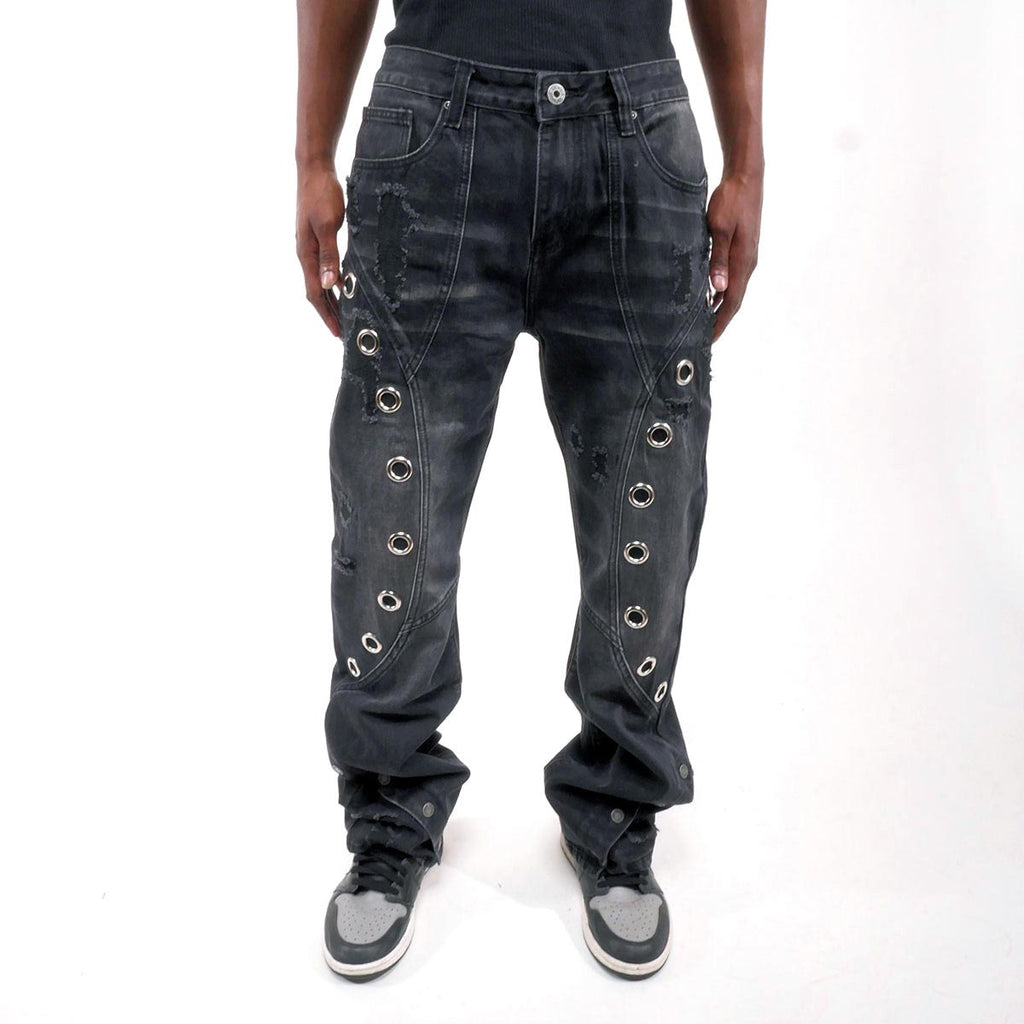 Vortex Stacked Grommet Denim Pant – Stacked Denim Pants & Grommet Jeans Men