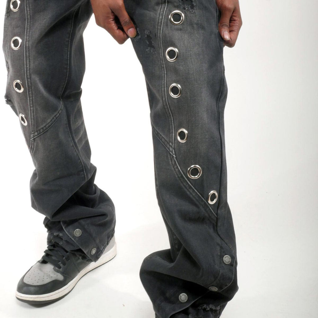 Vortex Stacked Grommet Denim Pant – Stacked Denim Pants & Grommet Jeans Men