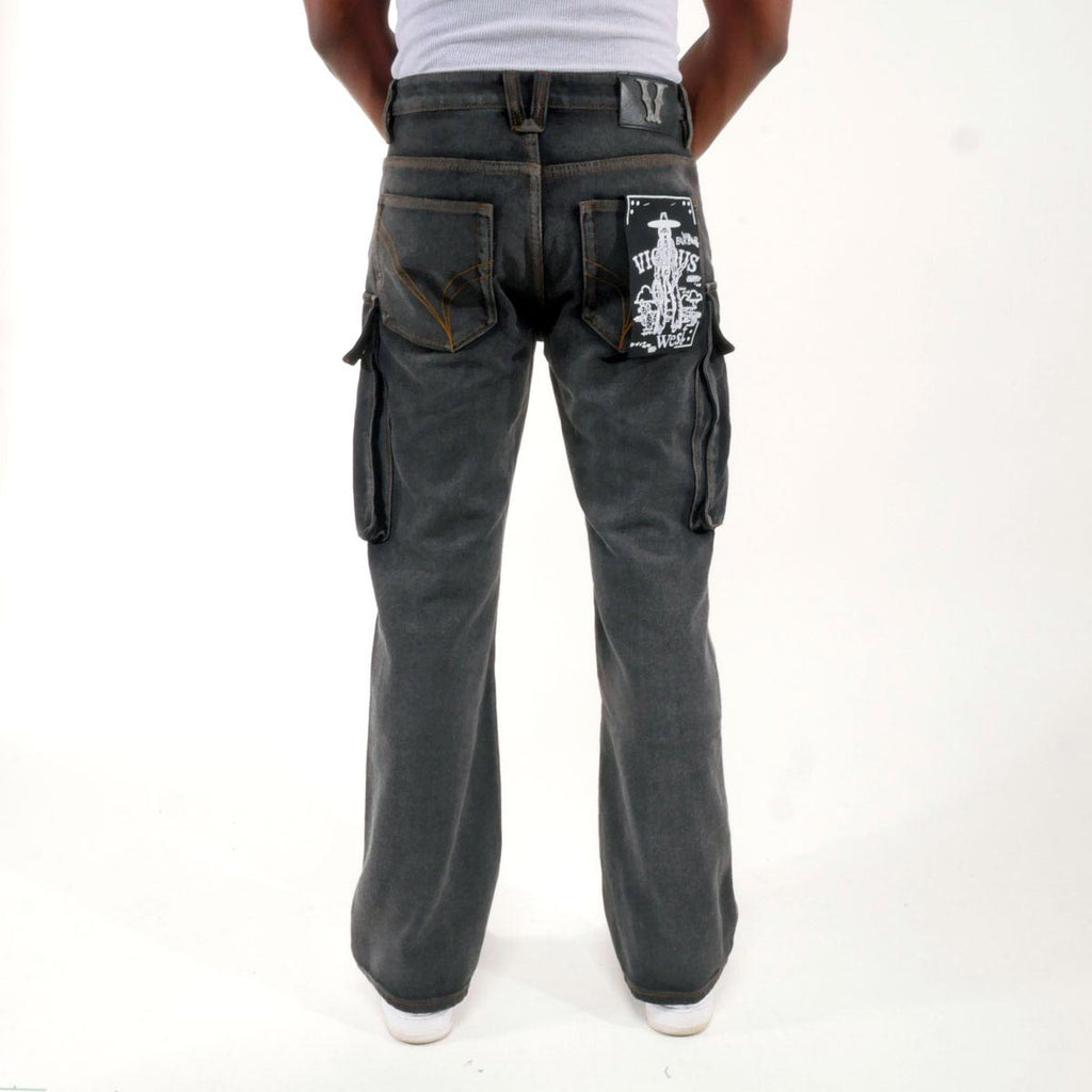 Premium side cargo western fit denim pant