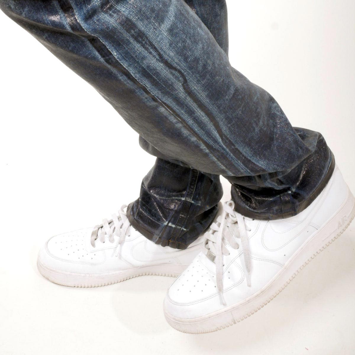 Patch pocket oil slick straight leg jean