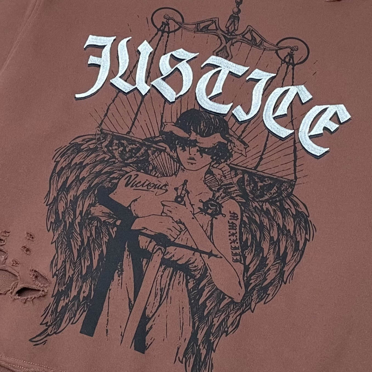 Justice distressed crewneck