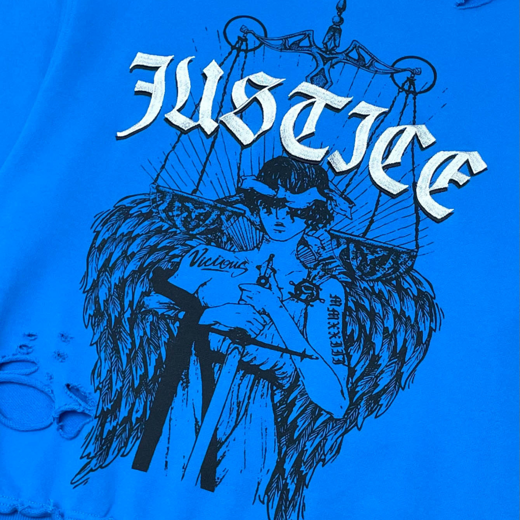 Justice distressed crewneck