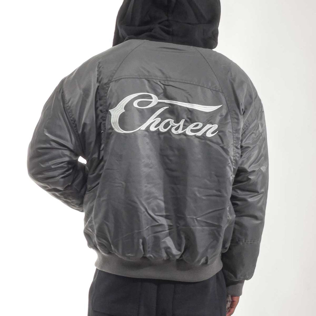 Relaxed hooded bomber jacket