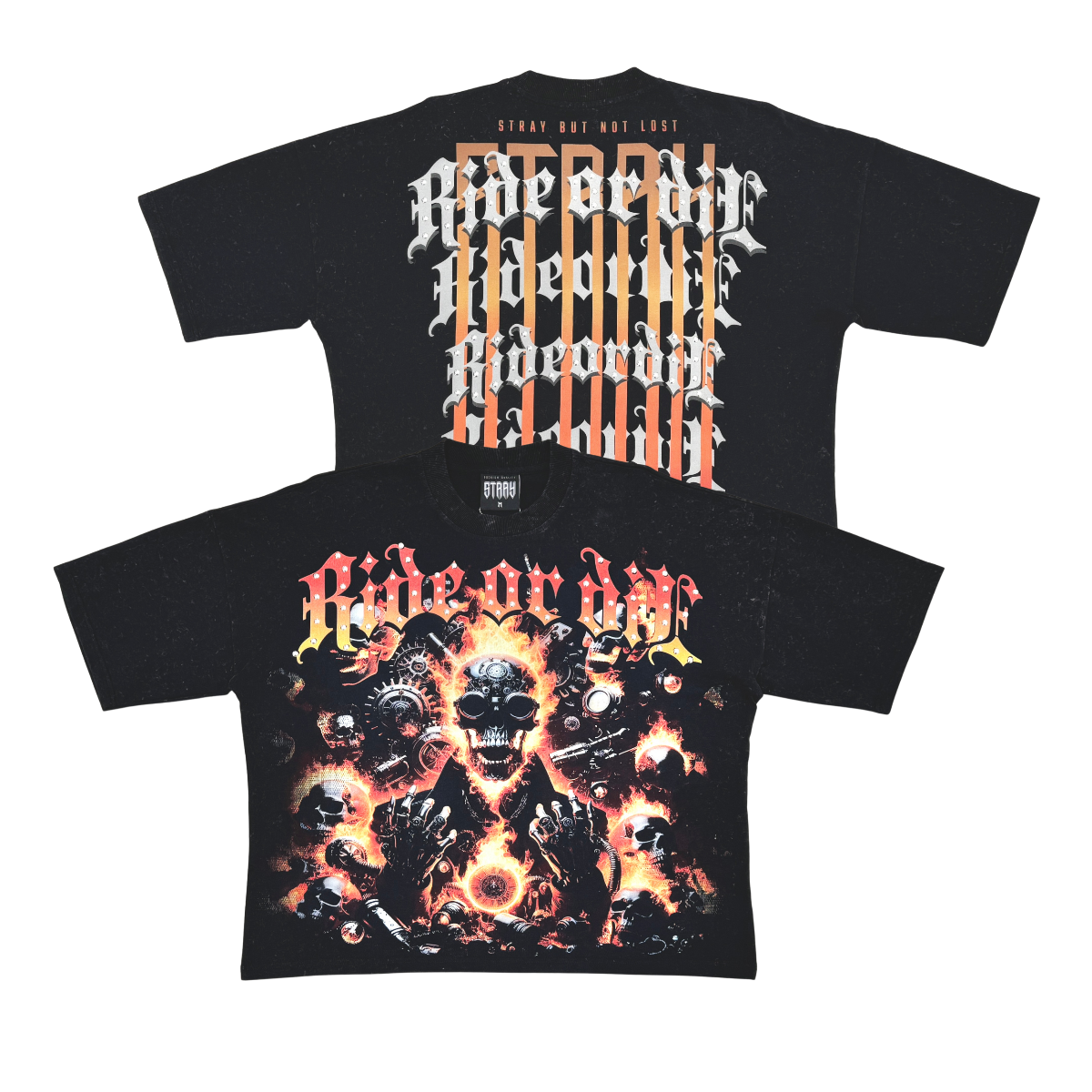 Stray ride or die wide & crop fit tee