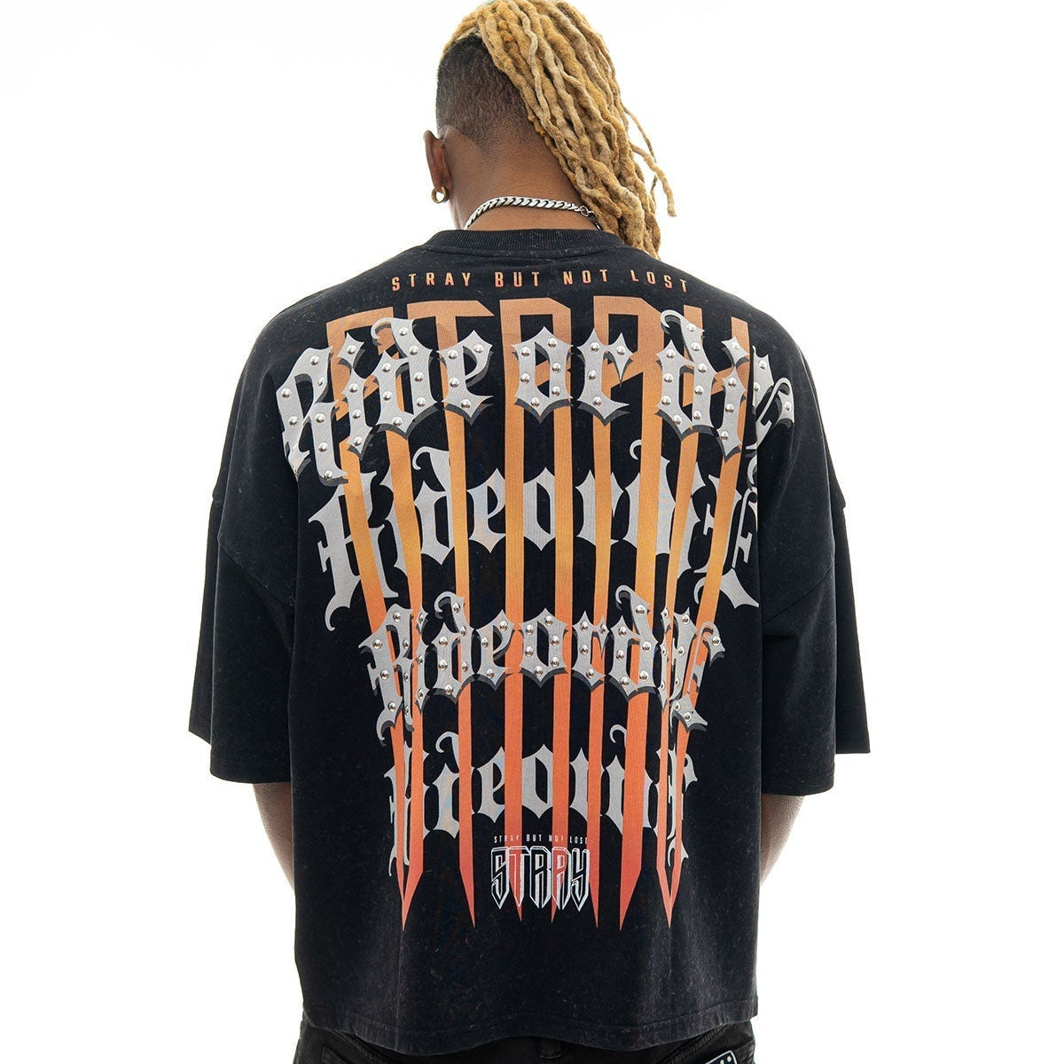 Stray ride or die wide & crop fit tee