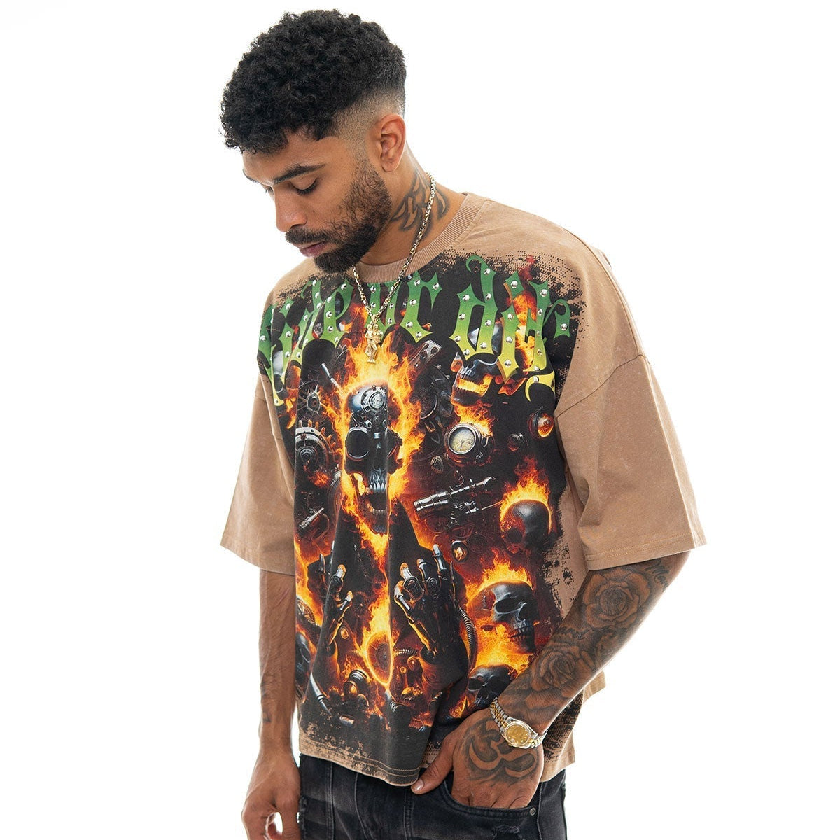 Stray ride or die wide & crop fit tee