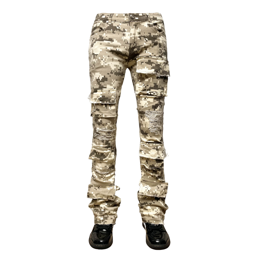 Men’s Rip & Repair Cargo Stack Jeans – Stacked Denim Cargo Pants for All Seasons