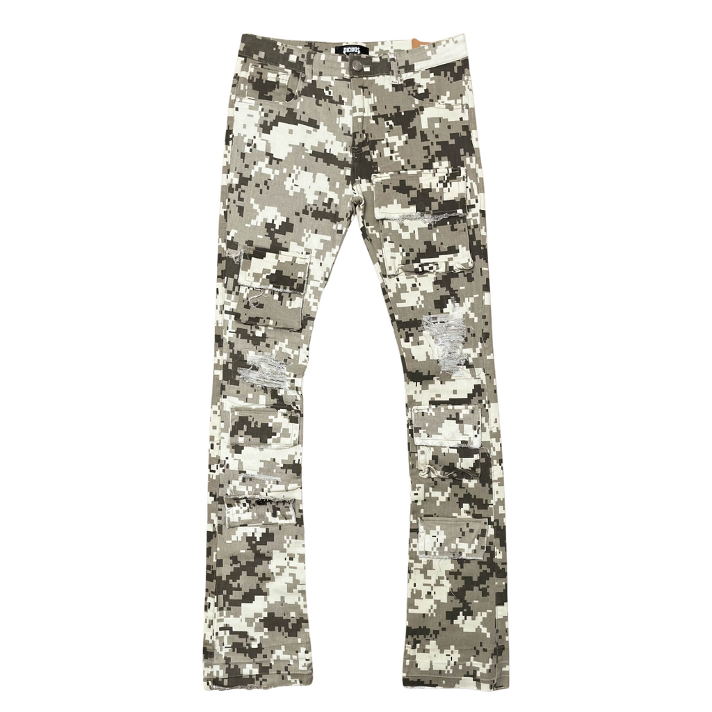 Men’s Rip & Repair Cargo Stack Jeans – Stacked Denim Cargo Pants for All Seasons