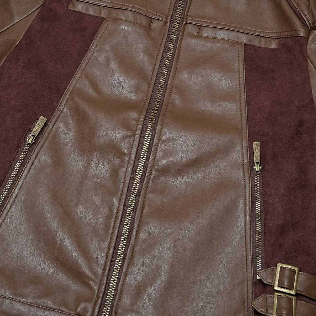 Suede mix racing jacket