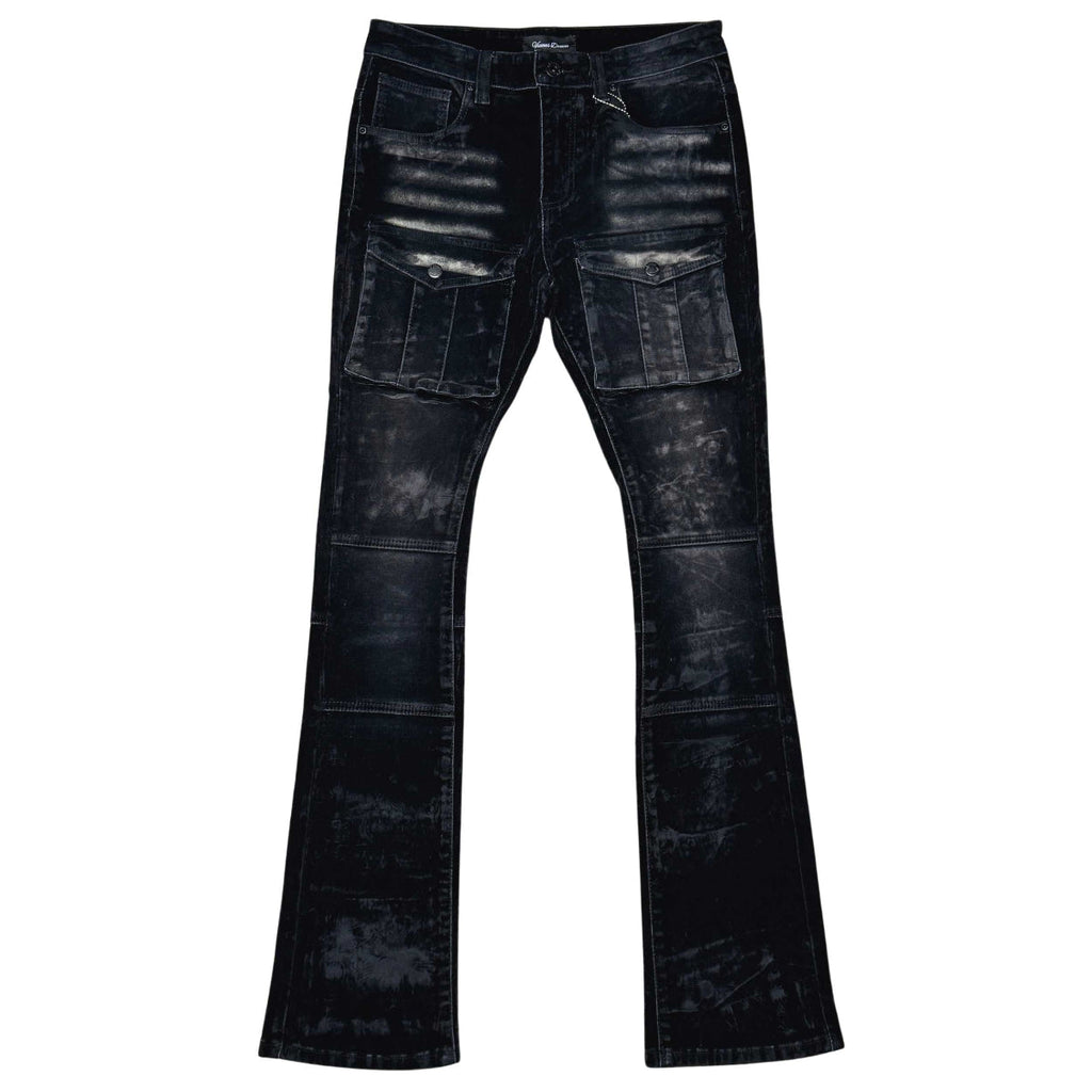 Velvet coated denim flared fit