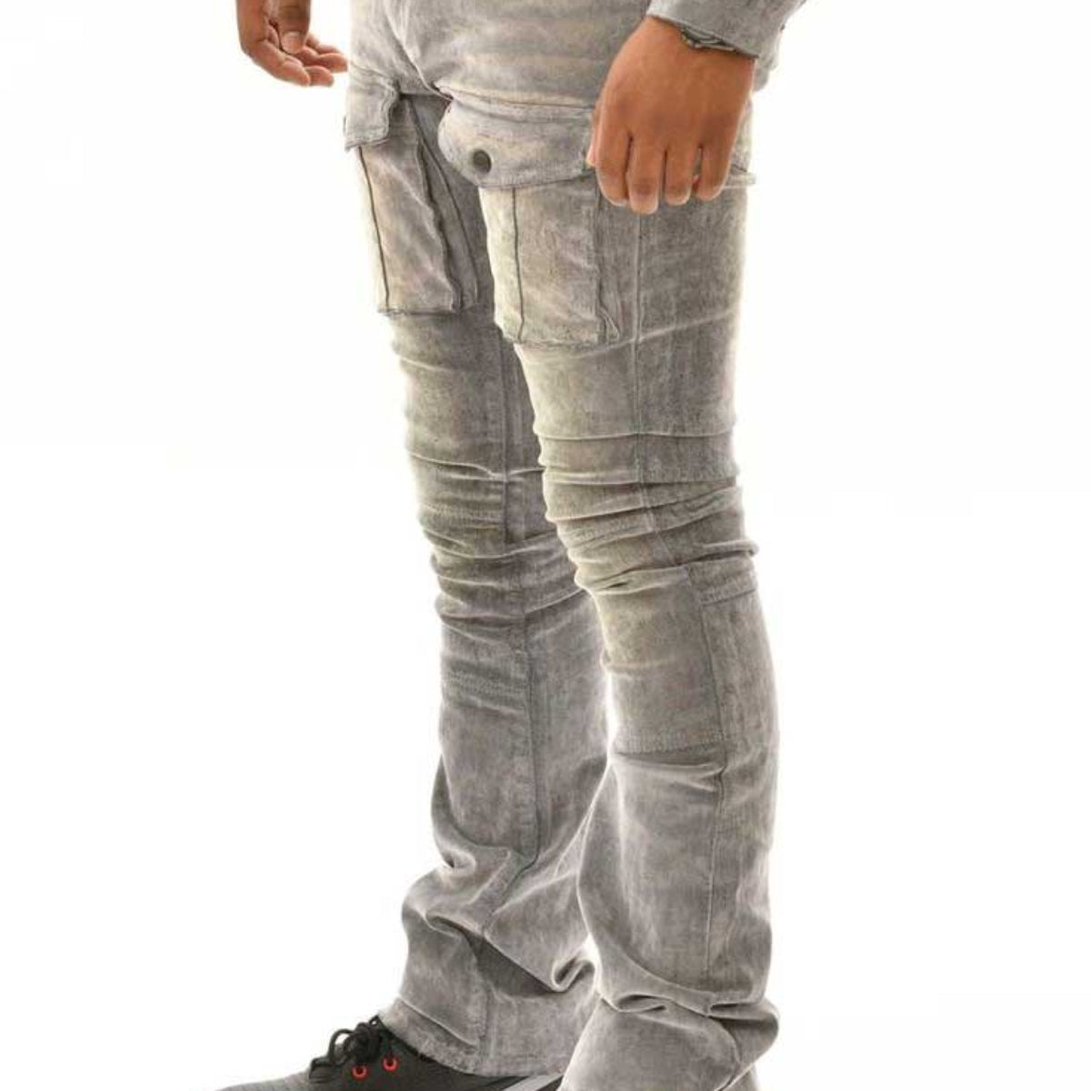 Velvet coated denim flared fit