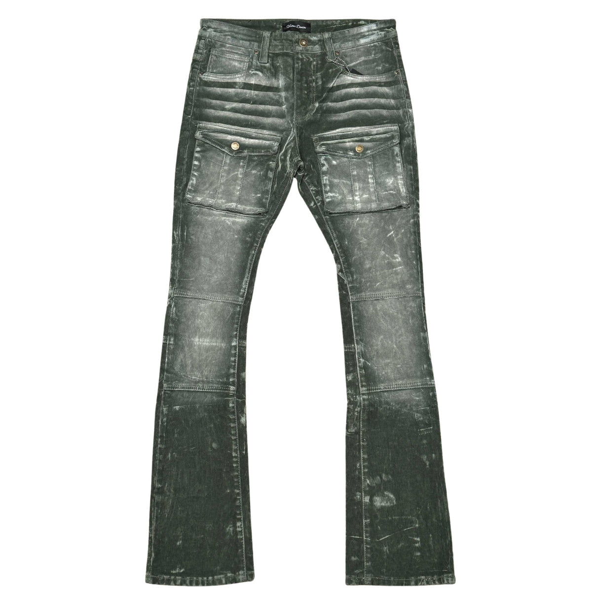 Velvet coated denim flared fit