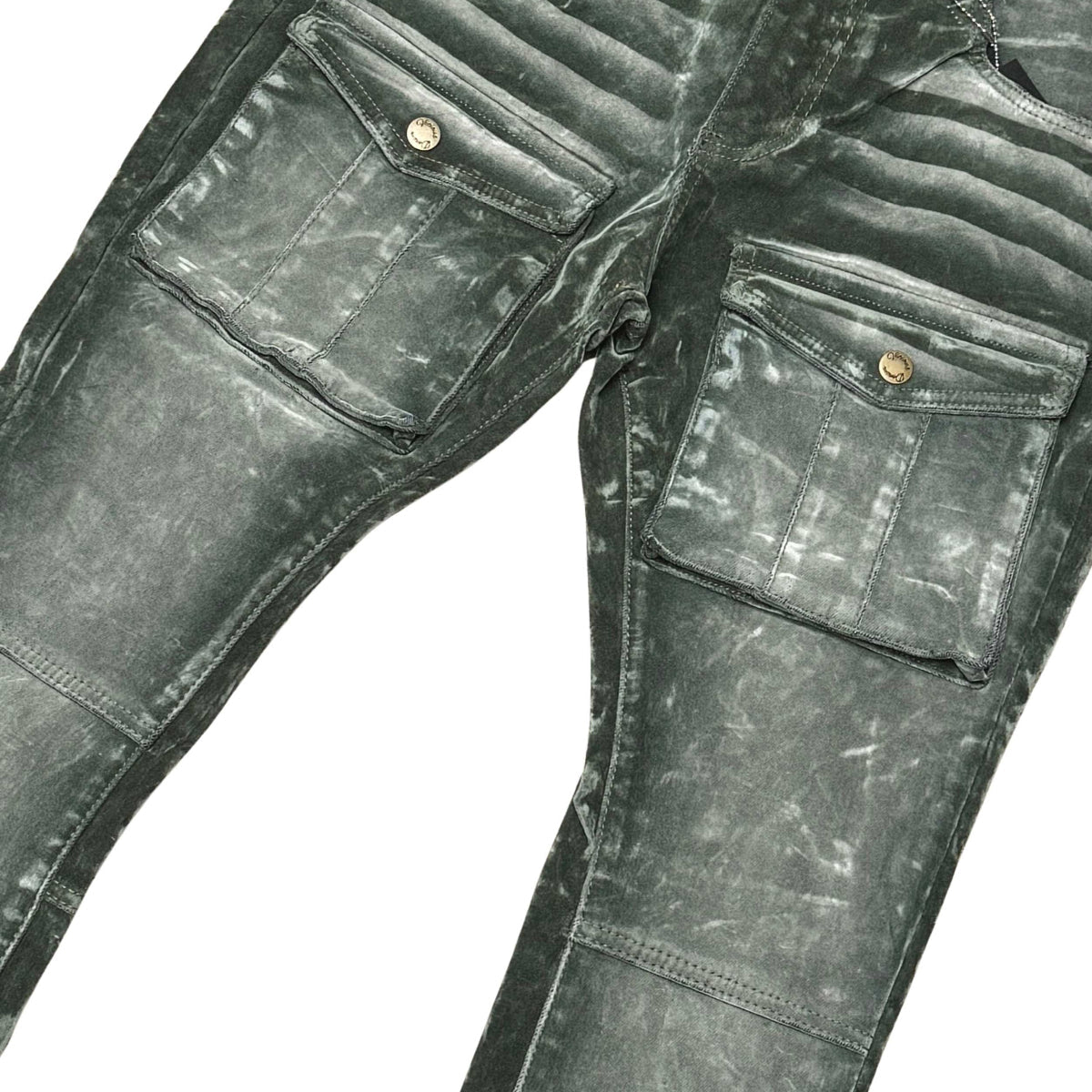 Velvet coated denim flared fit