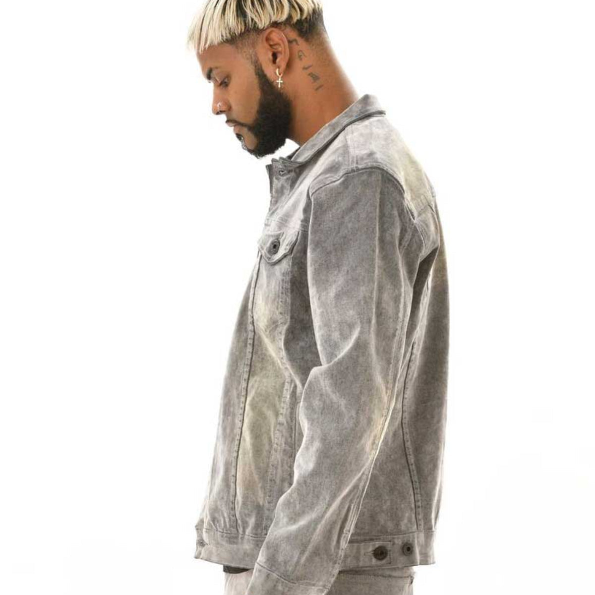 Velvet coated denim jacket