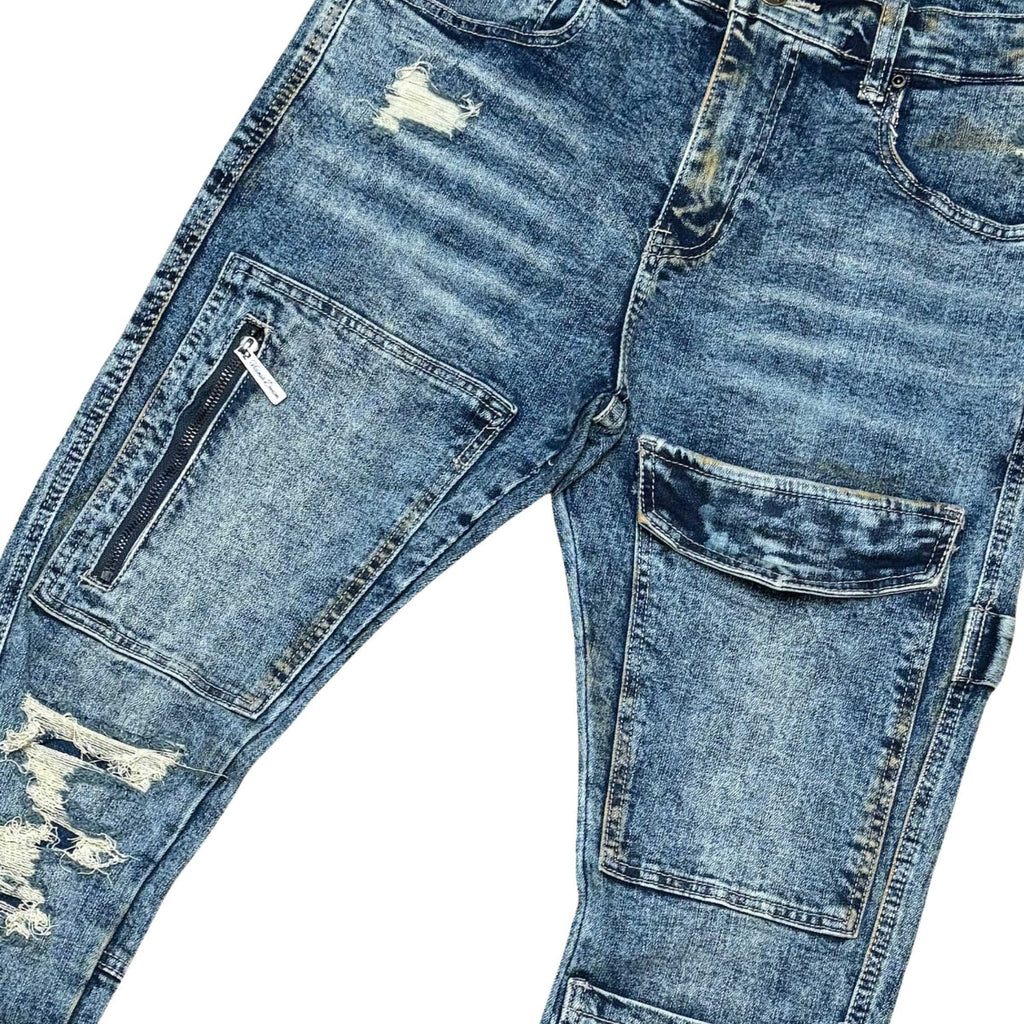 Coated denim flared fit pant