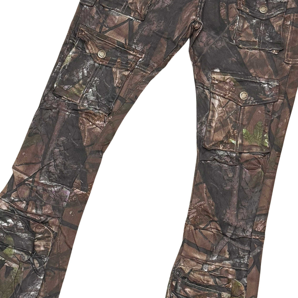 Men’s Camo Flared Jeans – Multi Cargo Denim Pants for Winter Streetwear