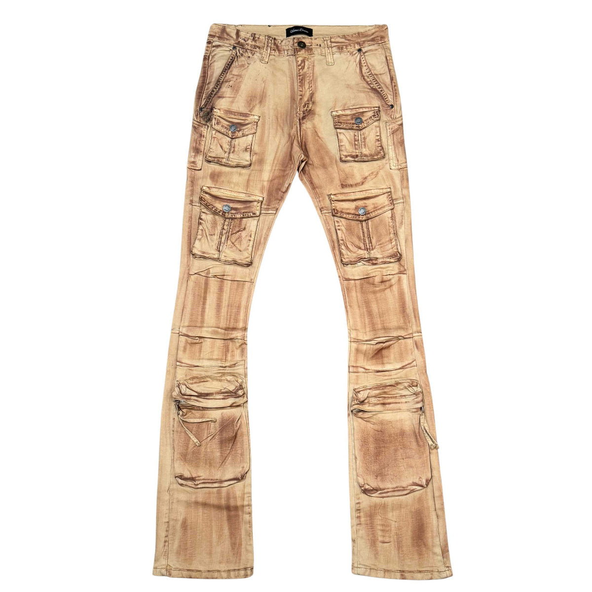 Men’s Camo Flared Jeans – Multi Cargo Denim Pants for Winter Streetwear