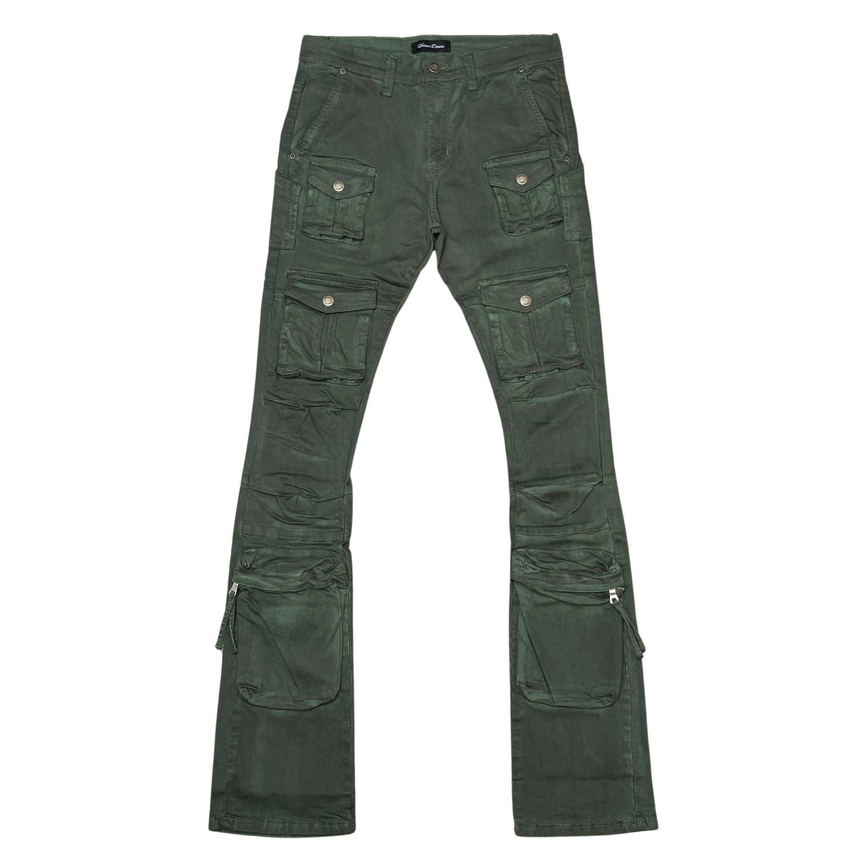 Men’s Camo Flared Jeans – Multi Cargo Denim Pants for Winter Streetwear