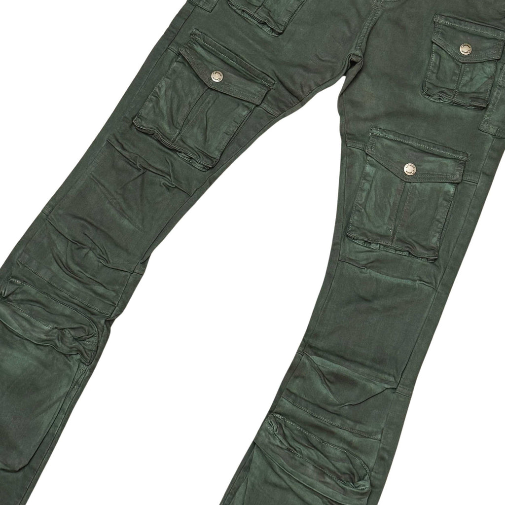 Men’s Camo Flared Jeans – Multi Cargo Denim Pants for Winter Streetwear