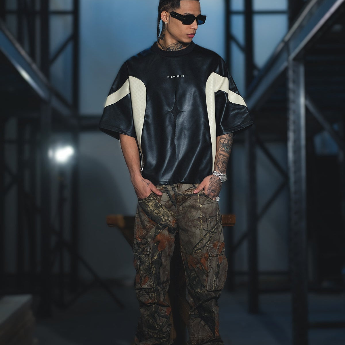 Brush camo baggy fit denim