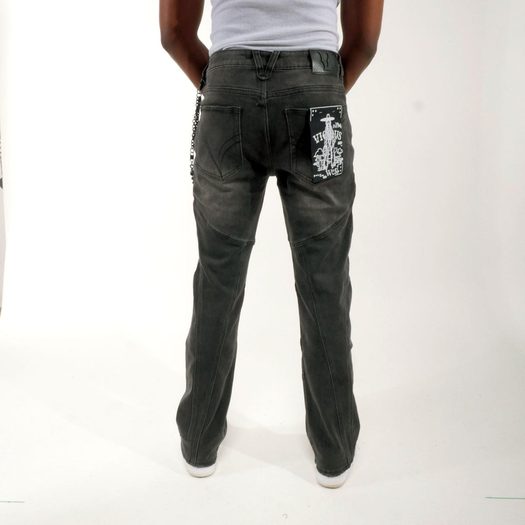 Embellished studded premium rhinestone denim pant