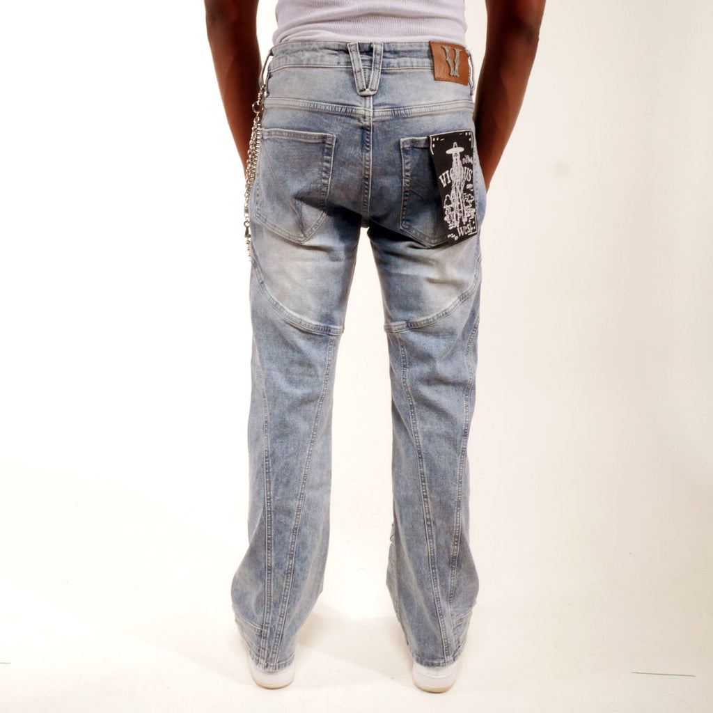 Embellished studded premium rhinestone denim pant