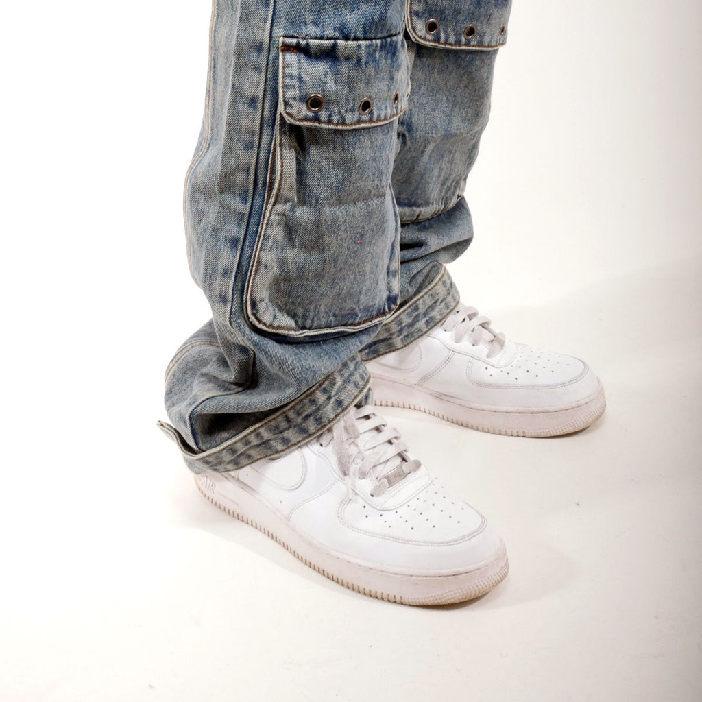 Multi cargo baggy fit denim pant