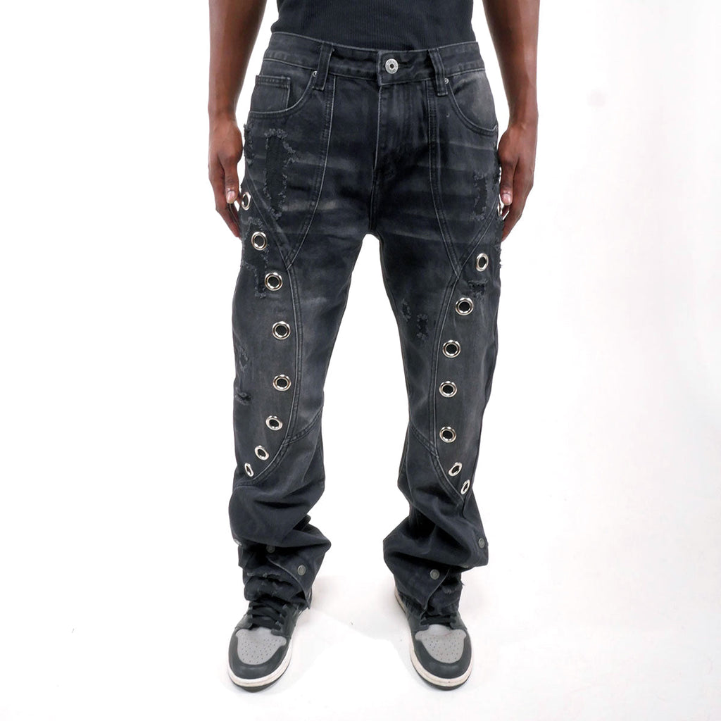 Vortex Stacked Grommet Denim Pant – Stacked Denim Pants & Grommet Jeans Men