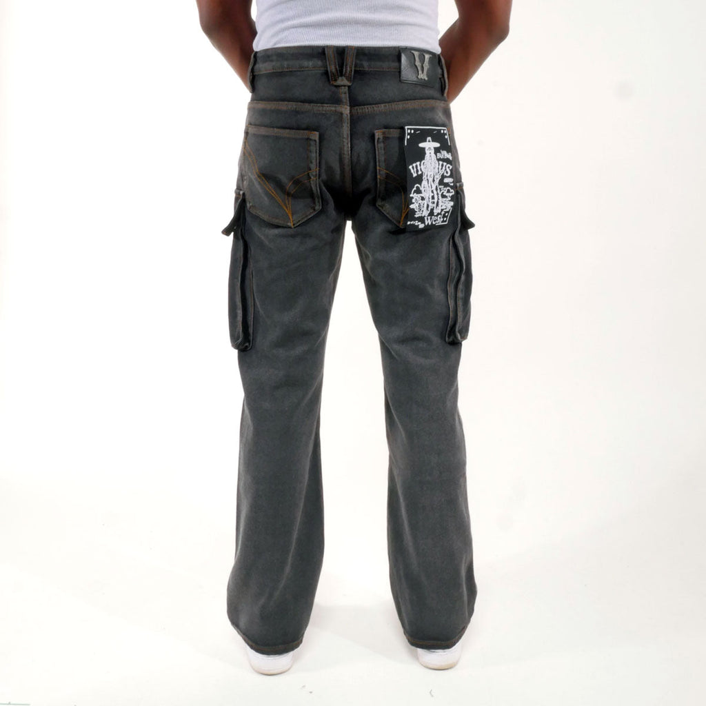 Premium side cargo western fit denim pant